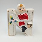 Vintage Christmas Noel Candleholders Lipper   Mann Girls In Santa Suits 4-pc