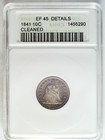 1841 P Anac s Xf 45 Details Seated Liberty Dime        Cleaned        Soap Box Holder