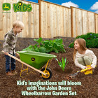 John Deere Deluxe 34  Wheelbarrow And Garden Set Includes 5 Realistic Gardening 