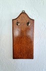 Vtg 2hook Wooden Wall Plaque Keys Hook Small Collectibles Display Art Deco Decor