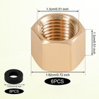 6pcs Brass Pipe With 6 Rubber Gasket  1 4 Inch Npt 0 51 Inch  Gold  Black