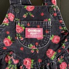 Vintage 80s Oshkosh Toddler Girl 2t Rose Floral Print Corduroy Overalls