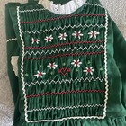 Vintage Polly Flinders 6 6x Hand Smocked Dress Green Eyelet Lace Girls Heart