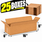 25 Boxes 16x6x6 32ect Corrugated Shipping Boxes   Cardboard Packing Cartons