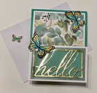 4 Hello Stampin Up Butterfly Jades Double Easel Gold Foil Greeting Card Kit Diy
