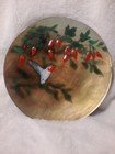 Norman Brumm Copper Enamel Plate Hummingbird Bleeding Heart Flowers  signed 