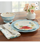 The Pioneer Woman Sweet Rose Light Blue Stoneware 12-piece Dinnerware Set Home