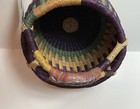 Colorful African Market Fair Trade Woven Basket W  Leather Wrapped Handle Nwt