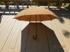 Vintage Ralph Lauren Brown Plaid Leather Covered Curved Handle Umbrella