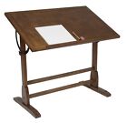 42 In Vintage Drafting Table Solid Wood Rustic Oak Finish By Studio Designs