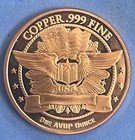 1 Oz Walking Liberty Round  999 Fine Advp Copper   free Shipping  