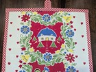 Hotpad trivet Hm W up-cycled Vtg Cotton Kitchen Towel W farmhouse-chicken Print