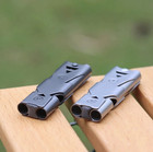 1pc 150db Double Tube Survival Whistle Steel Emergency Rescue Tool - New