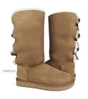 Ugg Bailey Bow Tall Ii Triple Chestnut Suede Fur Boots Womens Size 10  nib 