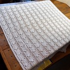 Vintage Handmade Afghan Throw Blanket White  Granny Vgc 42   x41   