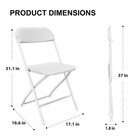 2 Pack White Folding Chairs Indoor Outdoor Steel Frame Wedding Camping Dining