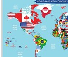 World Map Poster With Countries Flags For Kids  small Size13x19 World Map Lam   