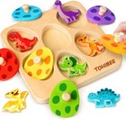 Wooden Puzzles For Toddlers 1-3     Dinosaur Matching Egg Peg Puzzle  Montessor   