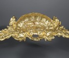 Antique French Gilded Bronze Furniture Pediment Decoration Shell Leaves Garlands