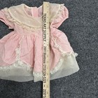 Unbranded Dress Girls Size Nb Pink Vintage Lace Embroidered Bow Tiered Stained
