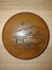 Group Large Antique Japanese Boxwood Carved Country Mountain Tea Cup Coasters