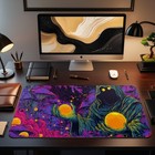 Neon Arcane Wizard Mtg Playmat Psychedelic Spellcaster Mushroom Art 14x24 Comman