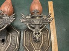 Pair Of Antique Art Deco 1920s Wall Mount Cast Iron Sconces Lamp Light Fixtures