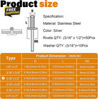 60pcs 3 16 X 1 2 Stainless Steel Pop Rivets Blind Rivet Kit With Washers Set