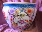 Antique Large Chinese Oriental Asian Pot Porcelain Fish Bowl Planter Jardiniere