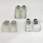 3 Sets Of Vintage Clear Pressed-glass Screw-on Top Mini Salt And Pepper Shakers