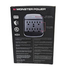 Monster Essentials 6 Outlet Wall Tap Surge Protector With Led Indicator Black