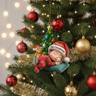 Baby   s First Christmas Ornament     Personalized Acrylic Bauble With Sleeping Baby