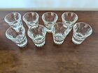Vintage Federal Glass Set Of 8 Clear Shot Glasses Ribbed Base F Shield Logo