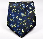 New Classic Floral Dark Blue Yellow Jacquard Woven 100  Silk Men s Tie Necktie