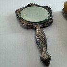 Antique Silverplate Hand Mirror And Brush Vanity Set Floral Embossed Victorian