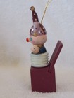 Vintage Wood Jester Clown Jack In The Box Christmas Ornament