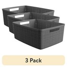 Jute Storage Basket 3 Pack Gray Lightweight Woven Organizer Handles Plastic New