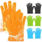 1 Pair Silicone Bbq Heat Resistant Gloves Oven Grill Pot Kitchen Cooking Mitts