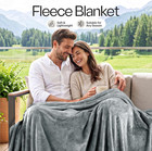 Soft Fleece Blanket For Bed Queen Size Cool Grey  90x90 Inch 