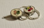 Antique German Celluloid Tape Measure Pink Roses     Sewing Collectible