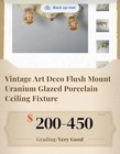 Vintage Art Deco Flush Mount Uranium Glazed Ivory Porcelain 2-light Fixture