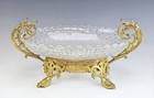 Beautiful Large French Gilt Bronze Val St  Lambert Crystal Centerpiece