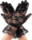 Lot Of 3 Pairs--9   Long  Women Lace Gloves Wedding Party Wrist Length W  Ruffle