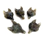 5pcs Wolf Head Pendant Labradorite Carving Reiki Healing Necklace 43x30mm
