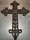 Vintage Cast Iron Large Victorian Wall Cross Rustic Home Decor