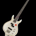 Electric Bass Guitar 4 String Kiss Gene Simmons Punisher White Gold Stripe