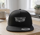 Cadillac Logo Embroidered Black Mesh Snapback Trucker Hat Cap