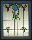 Abstract Large Old English Leaded Stained Glass Window 21 5  X 27 