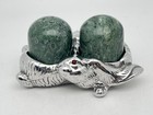 Vtg Arthur Court Bunny Rabbit Salt Pepper Shaker Green Marble Set 1993 With Box