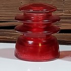 2 Vintage Glass Insulators Colorized Red Glass  Decorative Antique